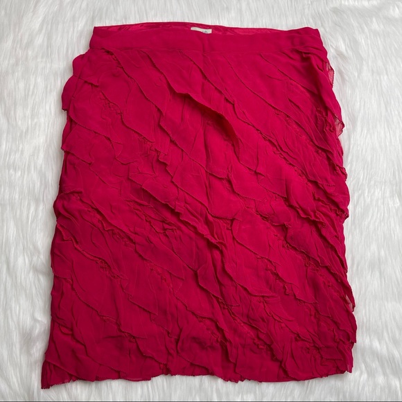 NWT Anthropologie Odille Hot Pink Ruffle Skirt - Picture 2 of 5